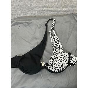 Women's Shein Black and White Polka Dot Bikini Top Size S over one shoulder
